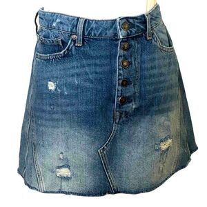 WE THE FREE - FREE PEOPLE DISTRESSED DENIM SKIRT